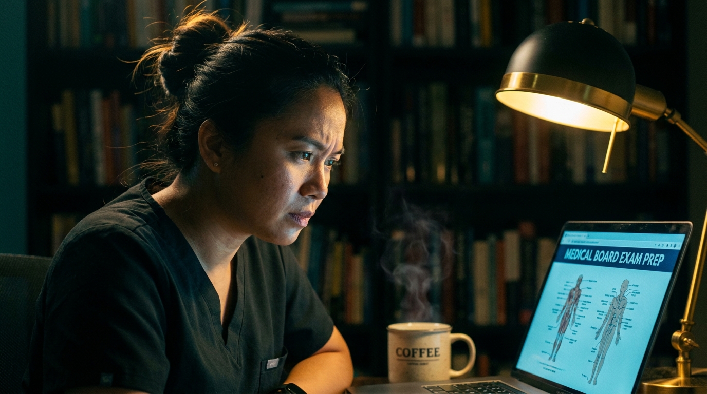 A nurse candidate seated at a timed licensure exam